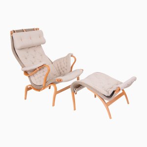 Set of Pernilla Armchair and Stools by Bruno Mathsson for Dux, 1969