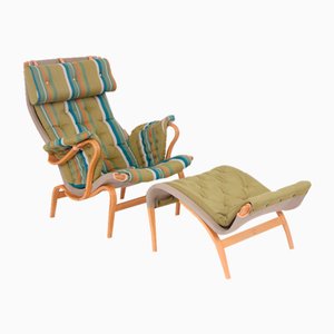 Set of Pernilla Armchair and Stools by Bruno Mathsson for Dux, 1969