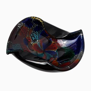 Bol en Verre Multicolore et Feuille d'Argent de Murano, 1960s