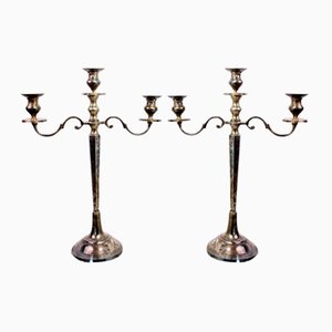 Silver-Plated Candleholders, 1970s, Set of 2