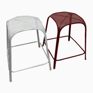 Set of Perforated Metal Stools in the style of Maurizio Tempestini, 1980s