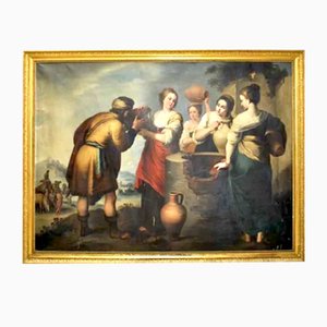 Après Esteban Murillo, Rebecca et Eliezer, années 1800, huile sur toile, encadrée
