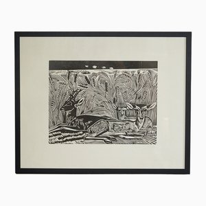 Axel Salto, Composition, 20th Century, Woodcut, Framed
