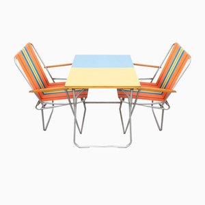 Mid-Century Formica Camping Table with Chairs, 1960s, Set of 3