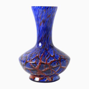 Blue and Red Spatter Glass Vase from Wilhelm Kralik, 1920s