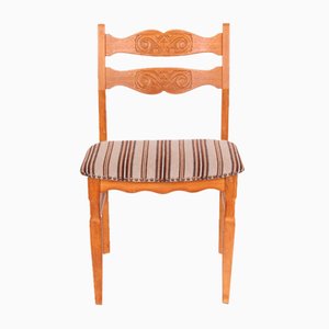 Oak Chairs in Striped Alms Wool by Henning Kjærnulf for EG-Möbel, 1970s, Set of 4
