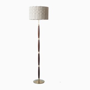Rosewood and Brass Floor Lamp, 1960s