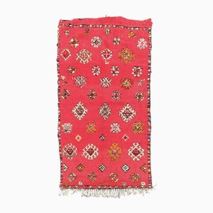 Tappeto Boucherouite in cotone berbero rosso, anni '80