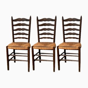 Rustic Oak Straw Chair, 1890s