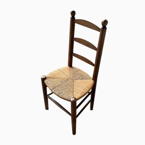 Rustic Oak Straw Chair, 1950s