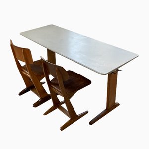 Casala Schreibtisch & 2 Stühle, 1960er, 3er Set