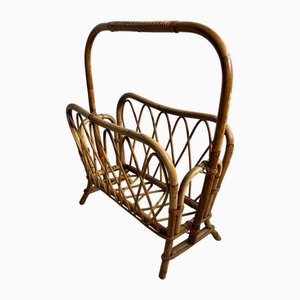 Large Bamboo and Cane Magazine Rack, 1960s