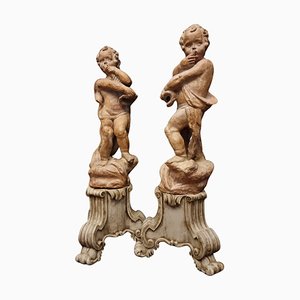 Putti con Cornucopias, siglo XX, terracota. Juego de 2