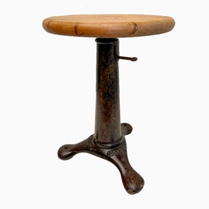 Tabouret en Fonte et Bois de Singer, 1930s