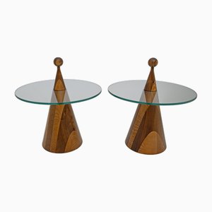 Modern Italian Walnut Conical Coffee Tables, 1970s, Set of 2