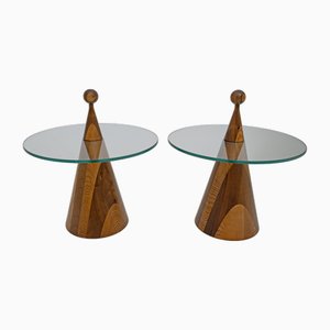 Tables Basses Coniques Modernes en Noyer, Italie, 1970s, Set de 2