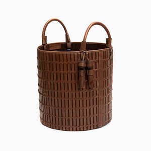 Paraty Indochina Croco Woven Leather Basket by Elisa Atheniense Home