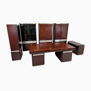 Desk and Office Set from Abbondinterni, Italy, 1970s, Set of 6