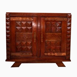 Credenza a due ante Art Déco in quercia di Charles Dudouyt, anni '40