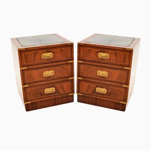 Vintage Military Campaign Style Bedside Chests, 1950, Set of 2