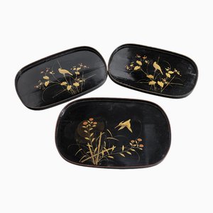 Japanese Lacquer Trays, 1950s, Set of 3