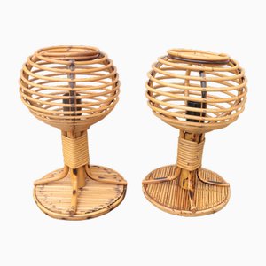 Vintage Rattan Lamps, Italy, 1960s, Set of 2