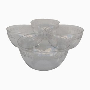 Crystal Bowls Decorated with Vine Leaves, 1890s, Set of 4