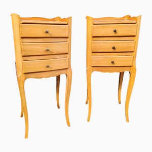 Curved Beech Bedside Tables, 1970s, Set of 2