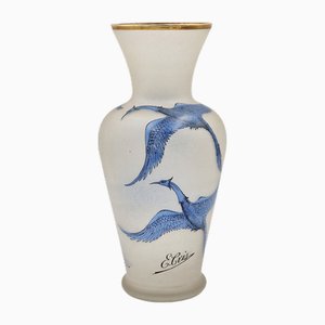 Vase en Verre Sablé par E. Cris, 1970s