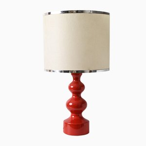 Lámpara de mesa alemana Mid-Century de cerámica roja, años 70