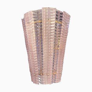 Farol de cristal de Murano rosa transparente y lijado de Simoeng