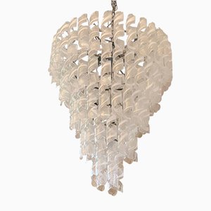 Transparent and White Ricci Murano Glass Chandelier by Simoeng