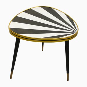 Small Mid-Century German Triangle-Shaped Side Table with White & Black Sunburst Pattern, 1950s