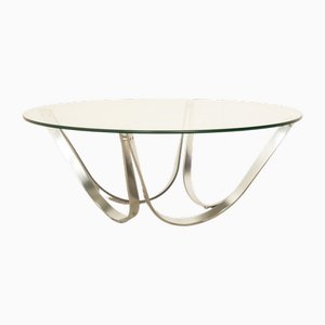 Model 2075 Glass Coffee Table in Silver by Werner Linder for Bacher