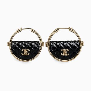 Resin Quilted Flap Bag Hoop Earrings from Chanel, Set of 2