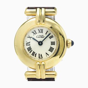 Must Colisee Gold Plated and Leather Quartz Ladie's Watch from Cartier