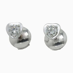 Boucles d'Oreilles D'Amour Coeur en Diamants en Or Blanc de Cartier, Set de 2