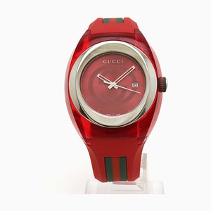 Sync Red Dial Stainless Steel Watch from Gucci