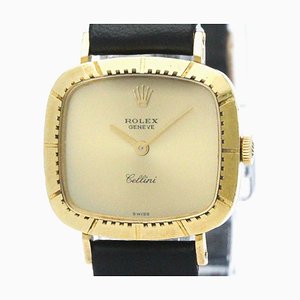 Reloj Cellini 4082 de cuerda manual para mujer en cuero dorado de 18 k de Rolex