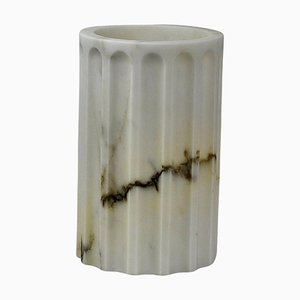 Handmade Column Vase in Satin Paonazzo Marble by Fiammetta V.