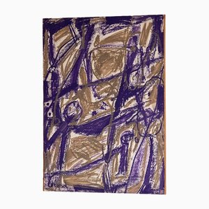 Alfred Lerond, Composition Abstraite, Pastel sur Papier, Encadré