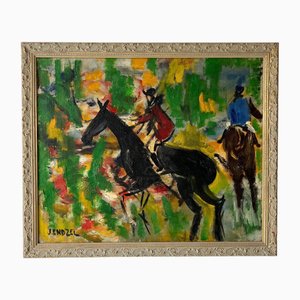 J. Endzel, The Jockeys, Painting, Framed
