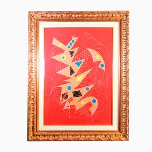 Umberto Mastroianni, Abstract Composition, Mixed Media, 1970s, Framed