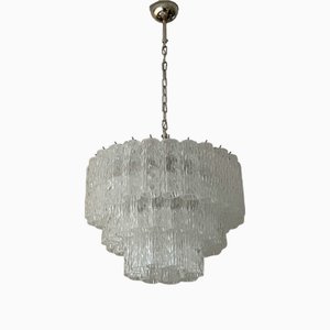 Murano Chandelier with Tubular Prisms in Clear Glass