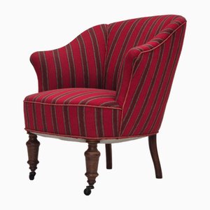 Danish Lounge Chair in Red Furniture Wool, 1950s