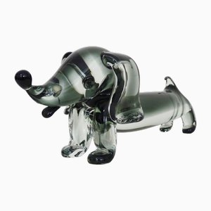 Dachshund Sculpture in Blown Murano Glass, 1980s