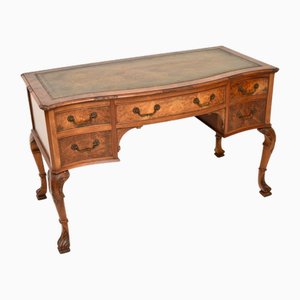 Burr Walnut Leather Top Desk, 1900s