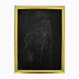 René Bolliger, Nude and Horse, 1960, Engraving on Slate