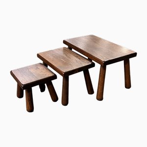 Modernist Oak Nesting Tables, 1960s , Set of 3