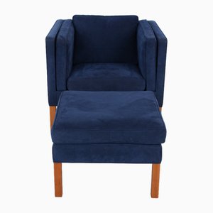 Vintage Sessel und Hocker von Børge Mogensen für Fredericia, 2er Set
